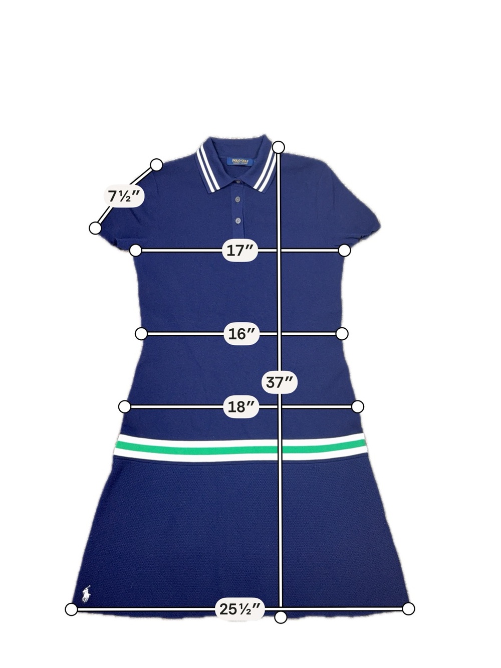 Ralph Lauren Navy Polo Dress with Green and White Stripe - Picture 11 of 16